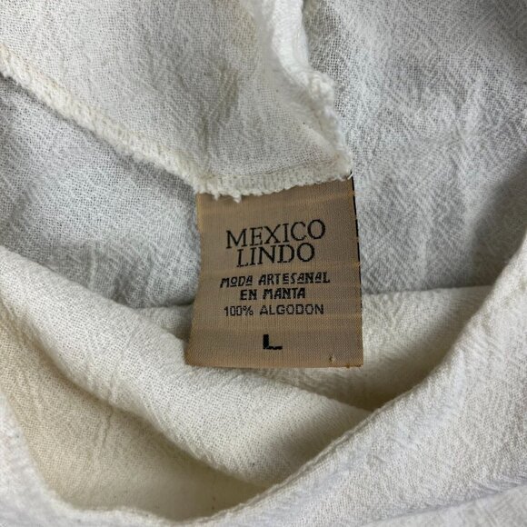Mexico Lindo Women's Size Large Off White Short Sleeve Blouse - Picture 5 of 7